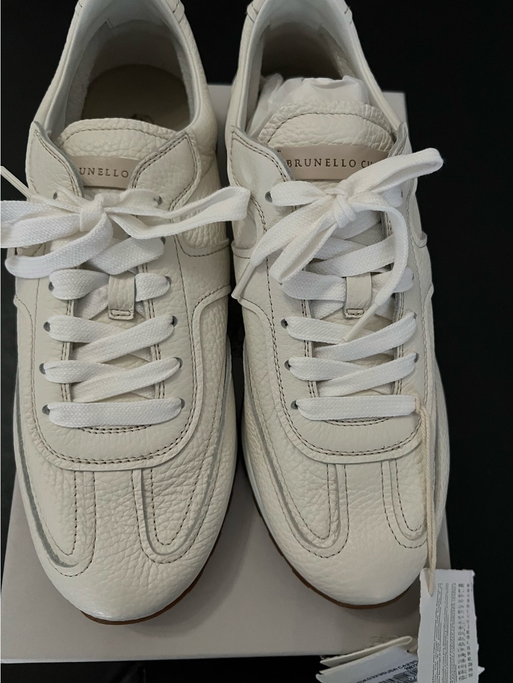 Brunello Cucinelli Cream White Leather Women’s Sneakers